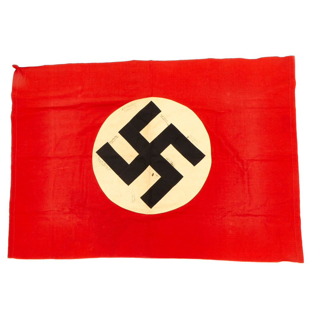 Original German WWII USGI Captured and Signed Wehrmacht Heer Army Camp Flag - 35" x 50" Original Items