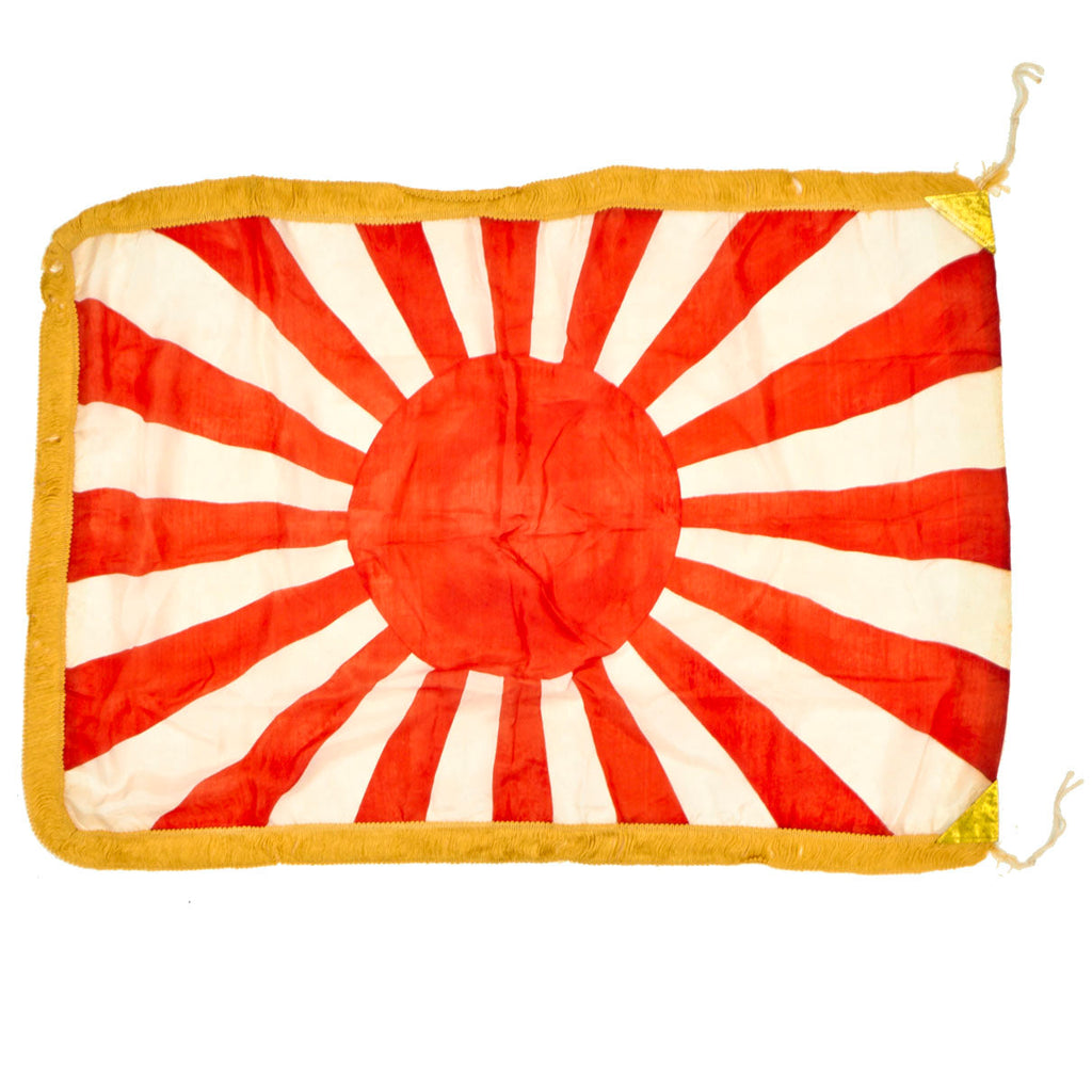 Original WWII Imperial Japanese Rising Sun Army War Flag with Gold Fringe and Corner Tabs - 24" x 34" Original Items