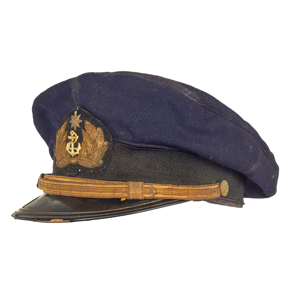 Original Japanese WWII U.S. Captured Imperial Japanese Merchant Marine Captain’s Visor - Taken From Torpedoed Japanese Vessel Original Items