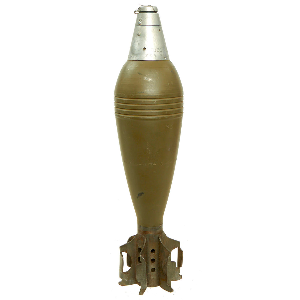 Original U.S. WWII Type Deactivated 81mm M43 Mortar Round With M45 Point Practice Fuze - Inert Original Items