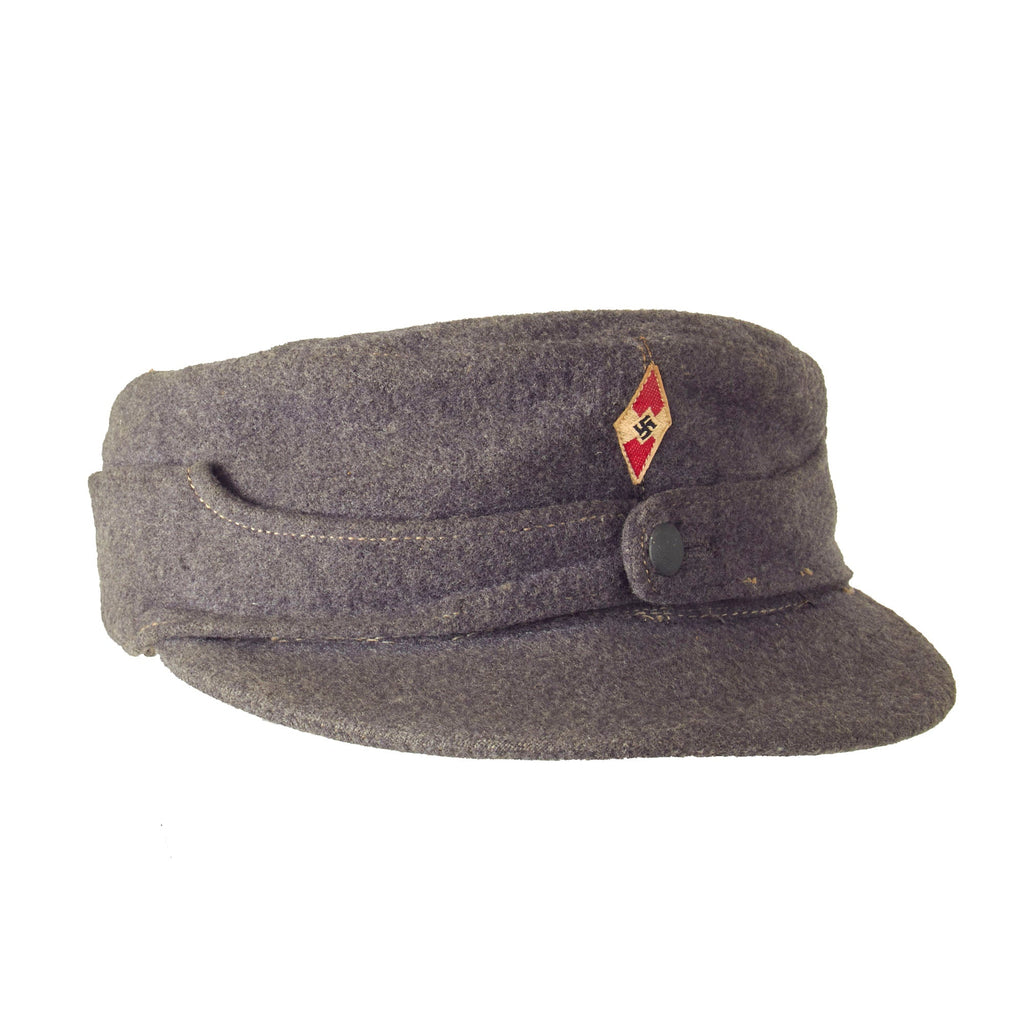 Original German WWII HJ Flak Helper M43 Feldmütze Field Cap in size 58 - dated 1944 Original Items