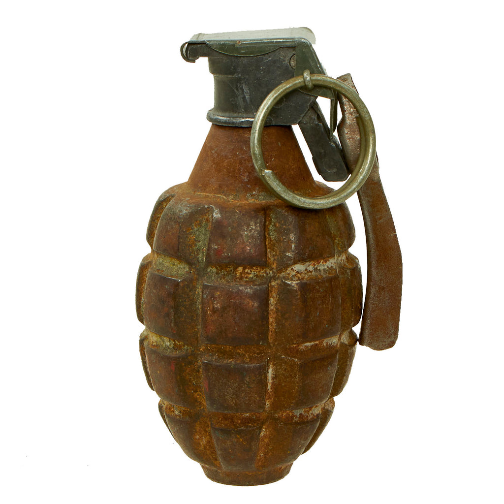 Original Rare U.S. WWI Mark I Pineapple Hand Grenade with Fuze - Inert Original Items