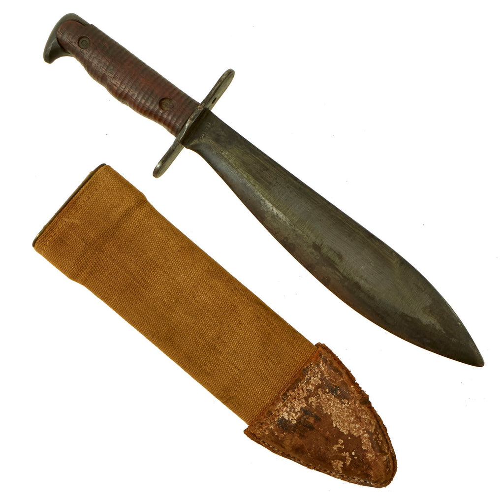 Original U.S. WWI Model 1917 Bolo Knife by Plumb with Canvas Scabbard - dated 1918 Original Items