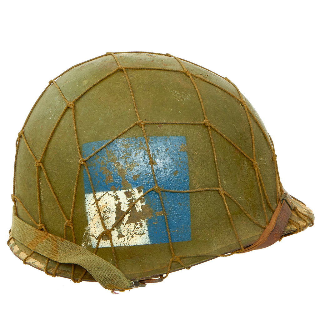 Original U.S. Korean War Era Netted McCord M1 Helmet With Painted Civil Defense Auxiliary Police Westinghouse Liner Original Items