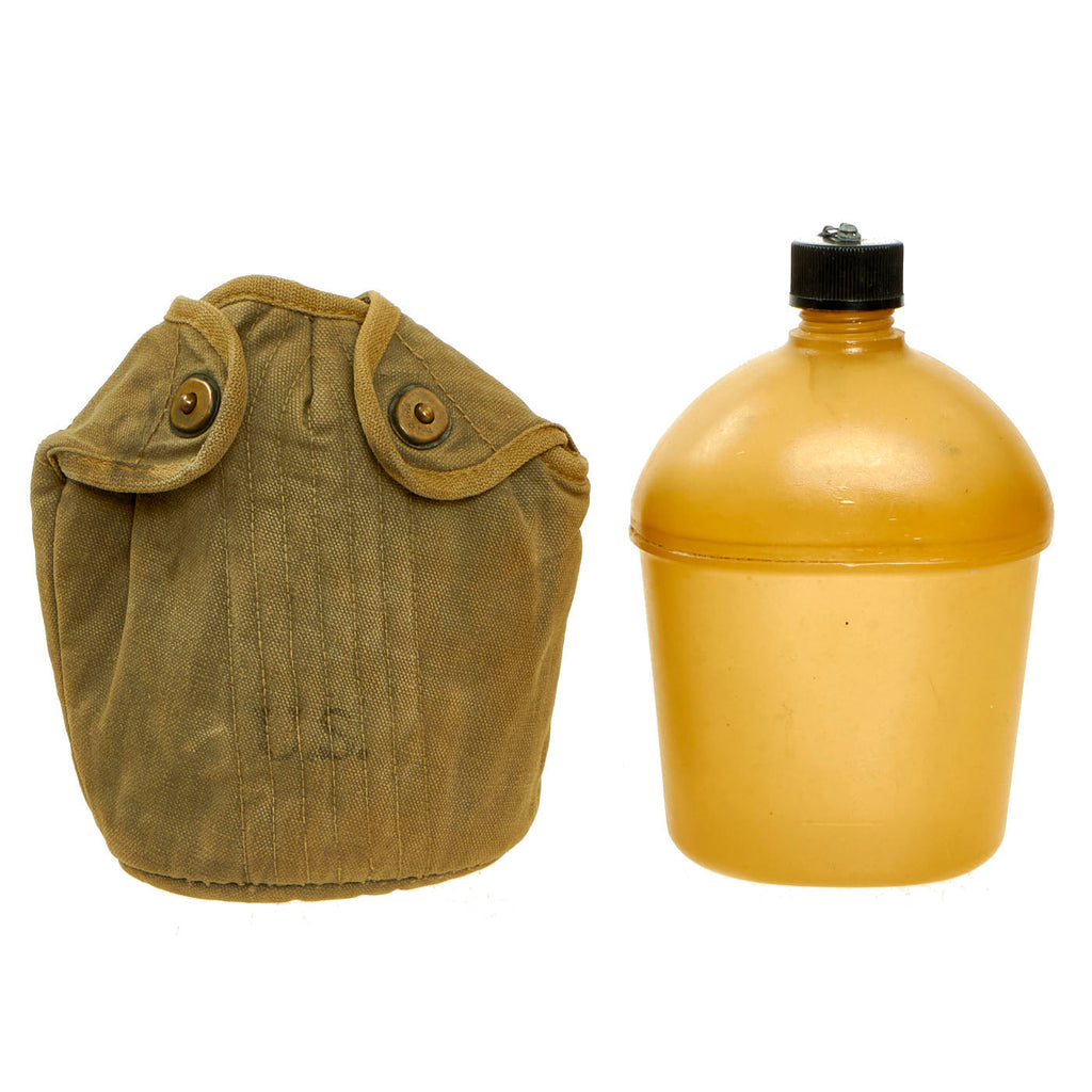 Original U.S. WWII Experimental Ethylcellulose Plastic Canteen by P.I. with Infantry Carrier - dated 1942 & 43 Original Items