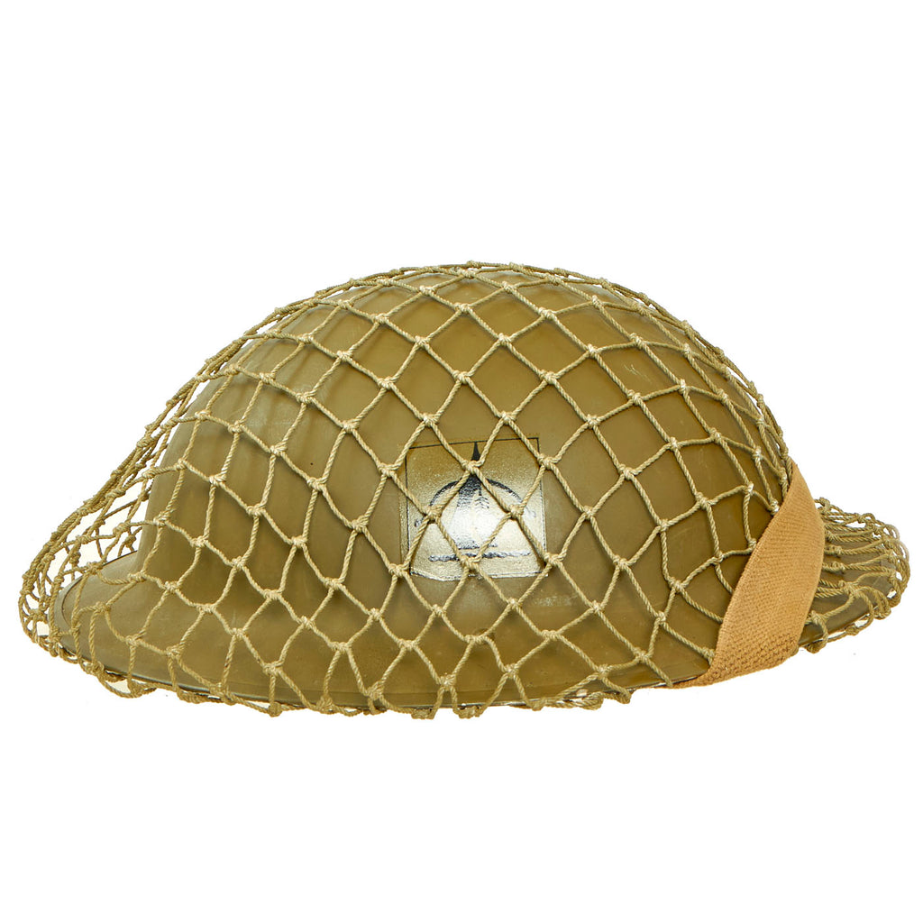 Original Canadian WWII Anti-Aircraft Command Brodie MkII Steel Helmet by Canadian Motor Lamp Company with Helmet Net - Dated 1942 - 7 ⅛ Original Items