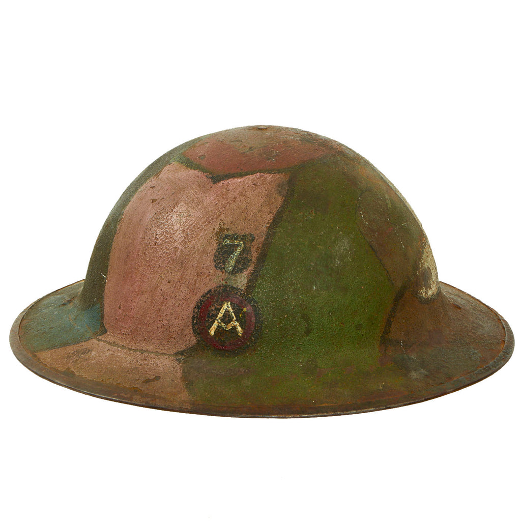 Original U.S. WWI M1917 Third United States Army Camouflage Painted Doughboy Helmet - Shell Only Original Items