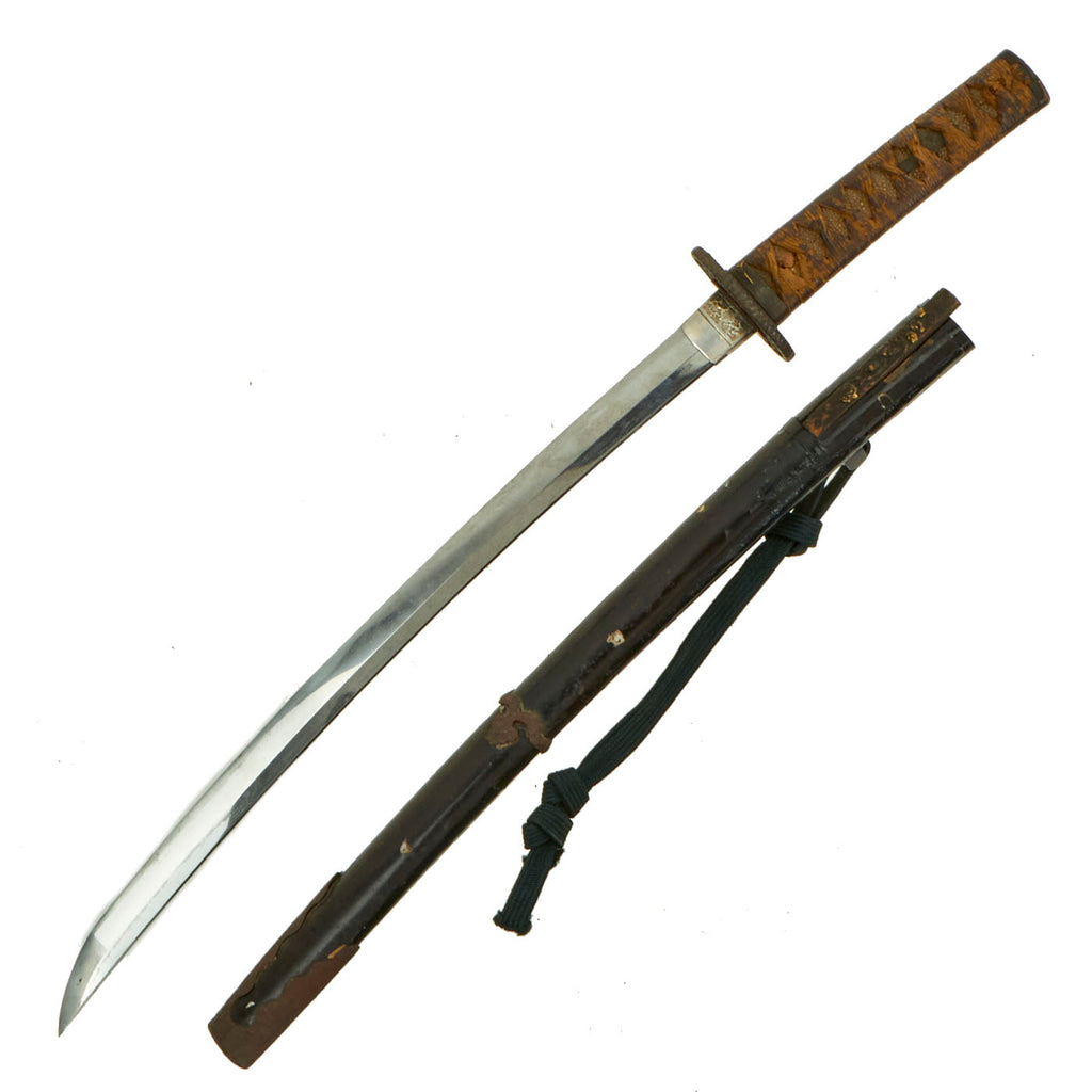 Original 15th - 16th Century Japanese Handmade Wakizashi Short Sword with Kogatana Knife, Scabbard & Sageo Cord Original Items