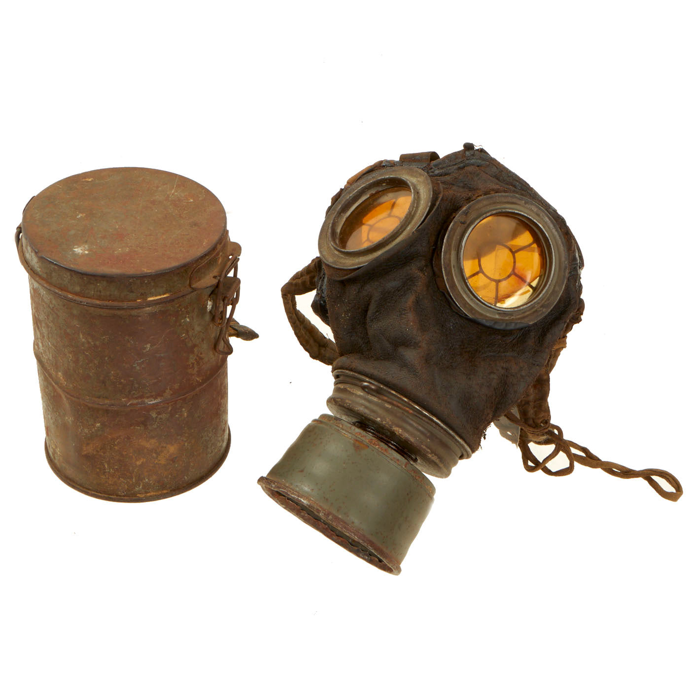 Original Imperial German WWI M1917 Ledermaske Gas Mask with Can