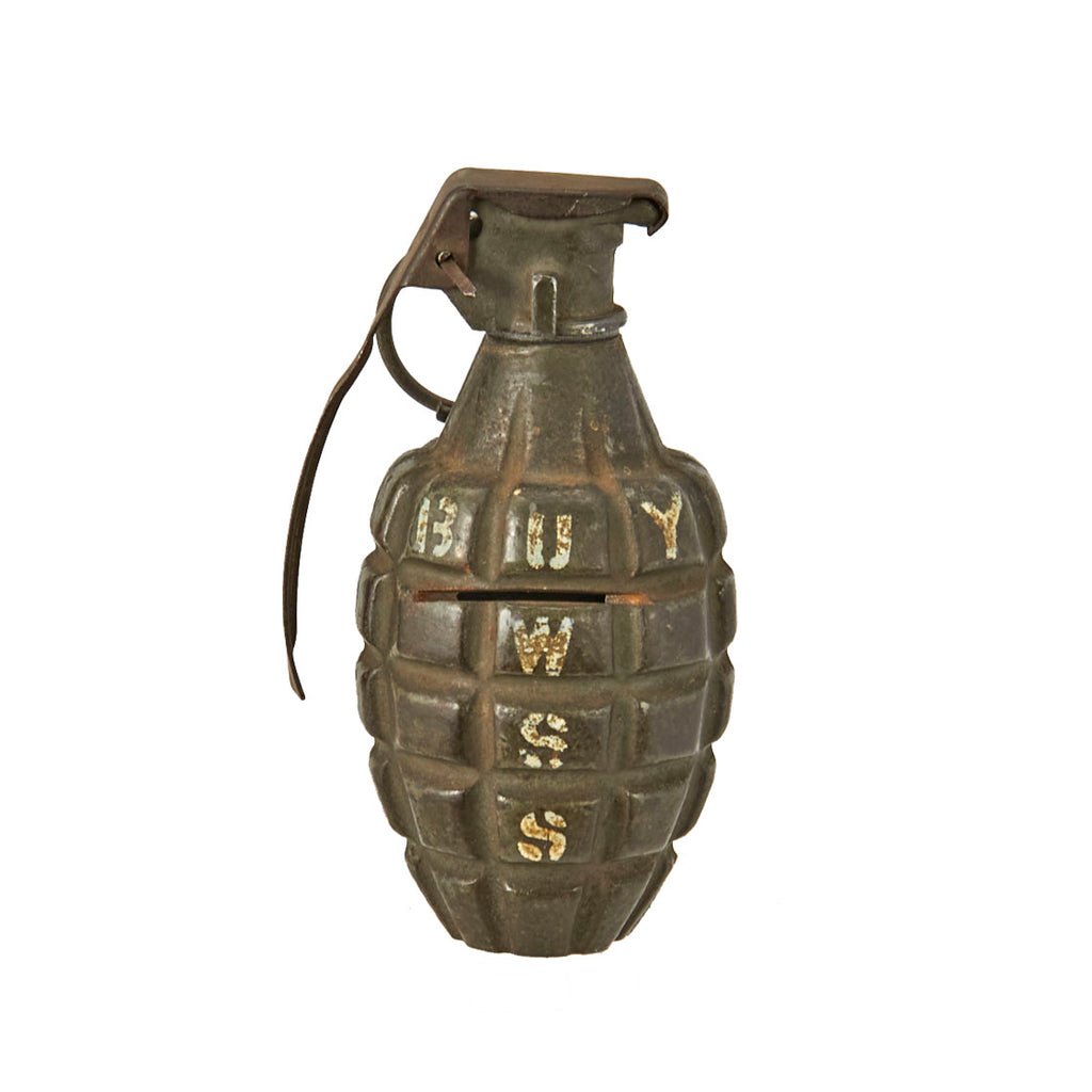 Original U.S. WWI MkII Pineapple Grenade Converted for Homefront Use -War Savings Stamps Promotional Piggy Bank Original Items