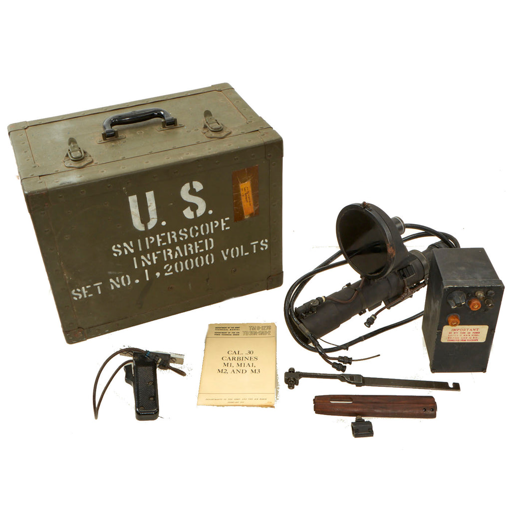 Original U.S. Korean War Sniper Scope Infrared Set M-3 for M3 Carbine .30 Caliber Dated 1951 - With Mounts Original Items