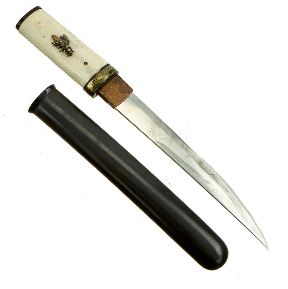 Original Japanese Late Edo Period Women's Kaiken Dagger with Lacquered Scabbard - Handmade Blade Original Items