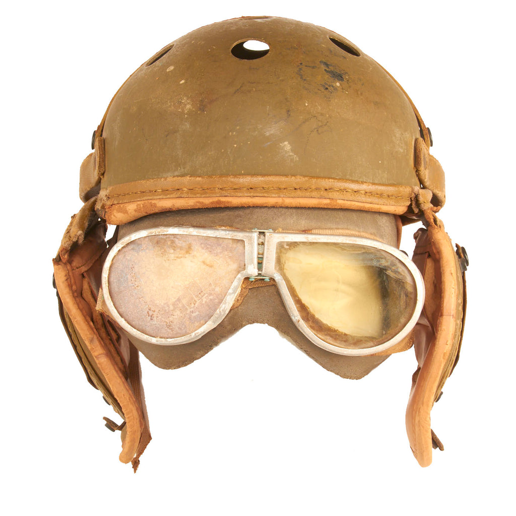Original U.S. WWII M38 Tanker Helmet by Rawlings With Early War M38 Goggles By Resistal - Size 7 ⅛ Original Items