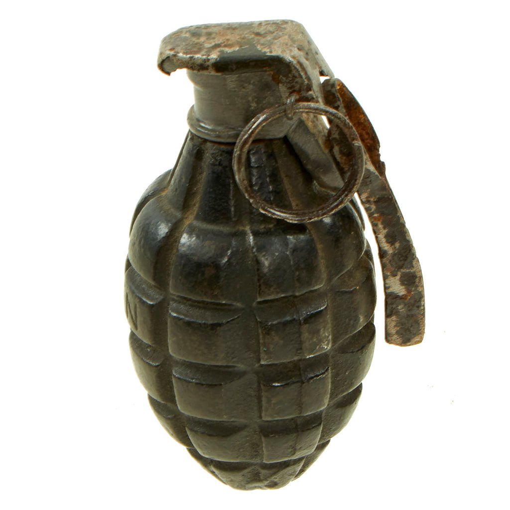 Original Rare U.S. WWI Mark I Pineapple Hand Grenade with Fuze - Inert Original Items