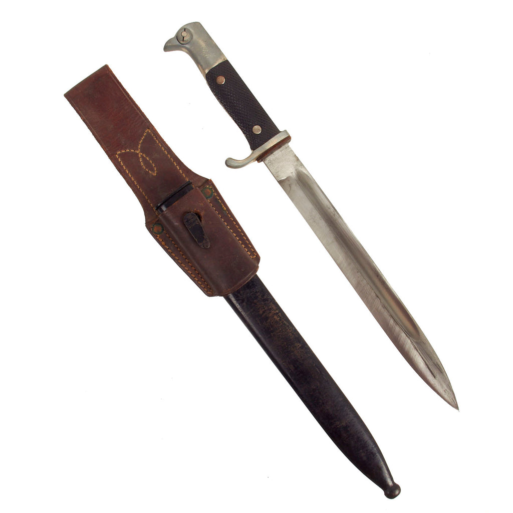 Original German WWII Heer 98k Dress Bayonet With Frog by Siegfried Waffen E. Pack & Söhne with Scabbard Original Items