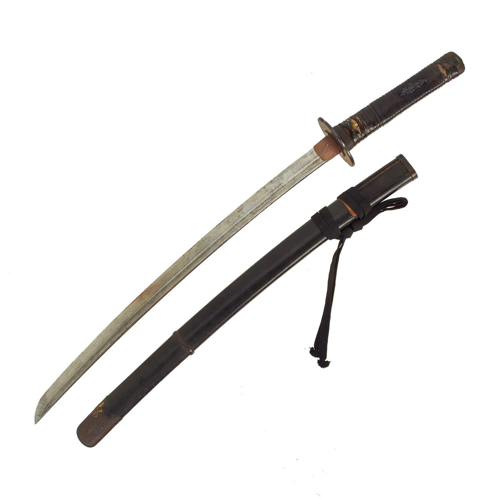Original 18th Century Edo Period Japanese Handmade Wakizashi Short Sword with Lacquered Scabbard & Sageo Original Items