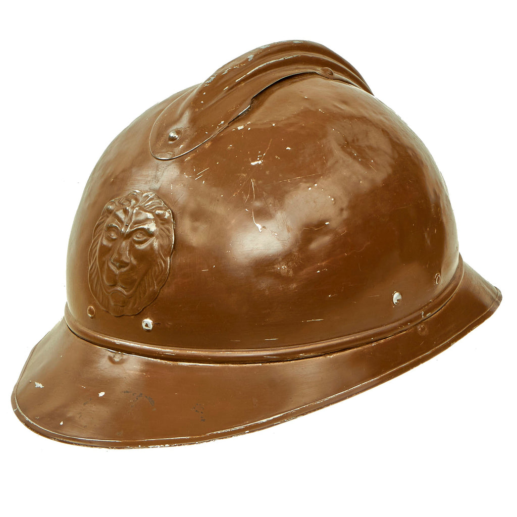 Original Belgian WWI Officer's Aluminum Parade Model 1915 Adrian Helmet with Lion Badge Original Items