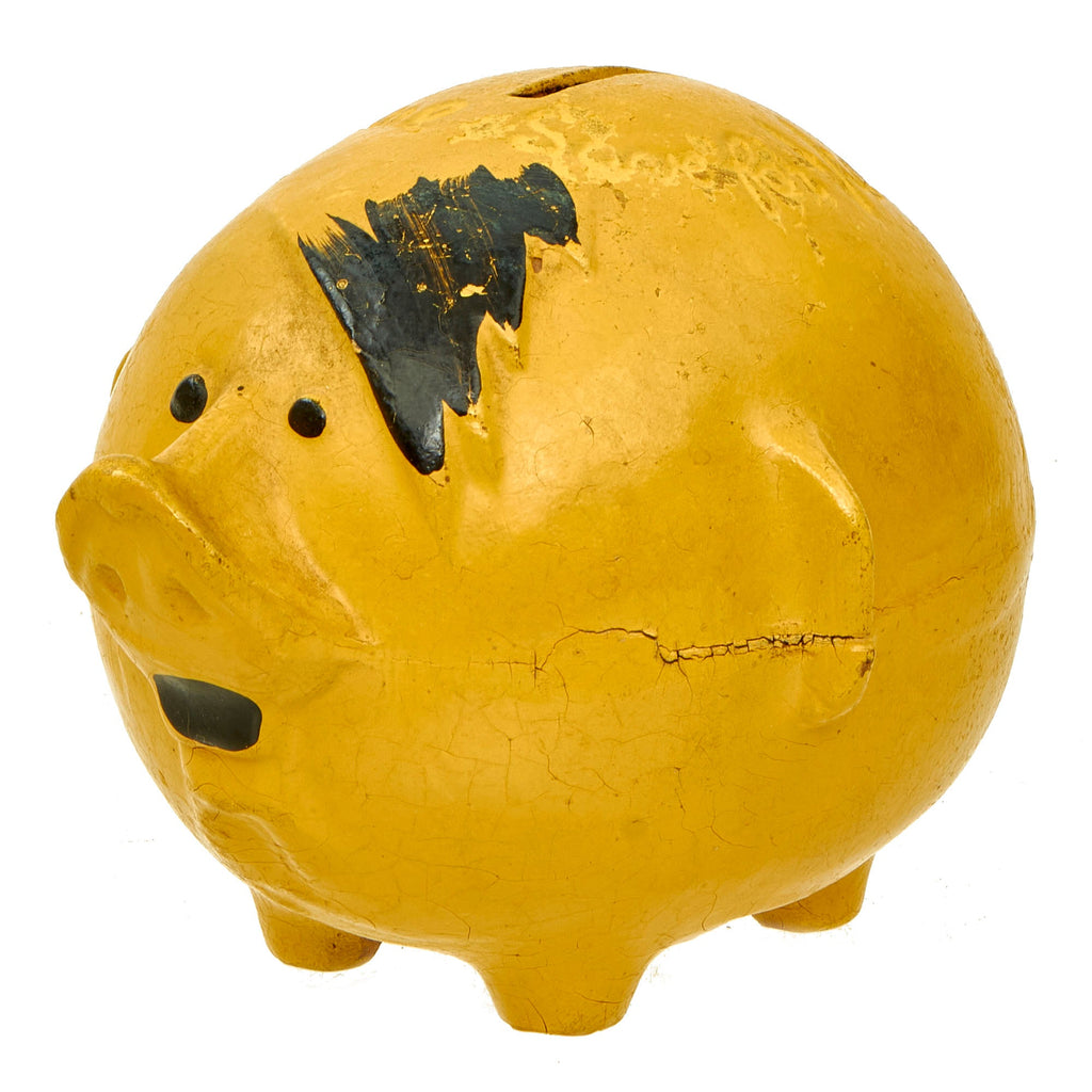 Original U.S. WWII American Home Front Propaganda "Adolf the Pig" Piggy Bank with Original Stopper Original Items