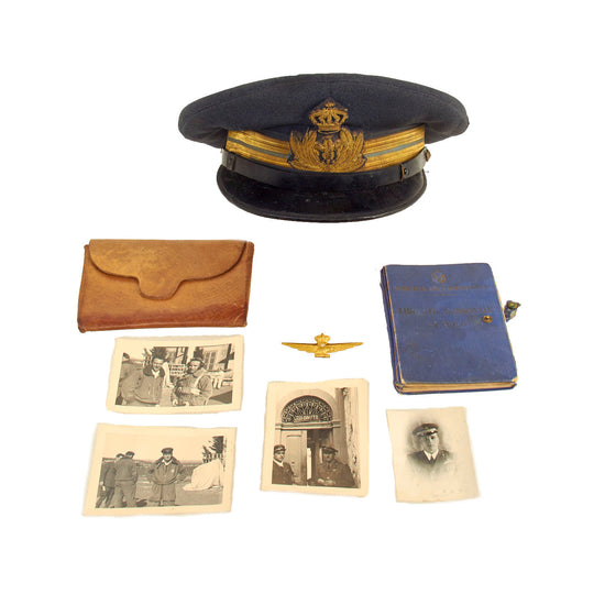 Original Italian WWII Air Ministry Flight Log, Peaked Visor and Photographs for Lieutenant Bruno Vesselizza, 171st Squadron R.M. Regia Marina Navy Command Original Items