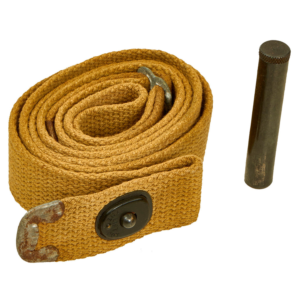 Original U.S. WWII Early War M1 Carbine Canvas Web Sling with Keeper With Oiler Original Items
