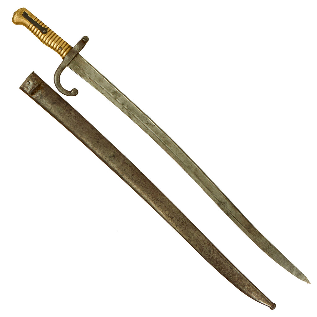 Original German Reissued French M1866 Chassepot Saber Bayonet by Châtellerault Arsenal with Scabbard - German Regiment Marked and dated 1868 Original Items