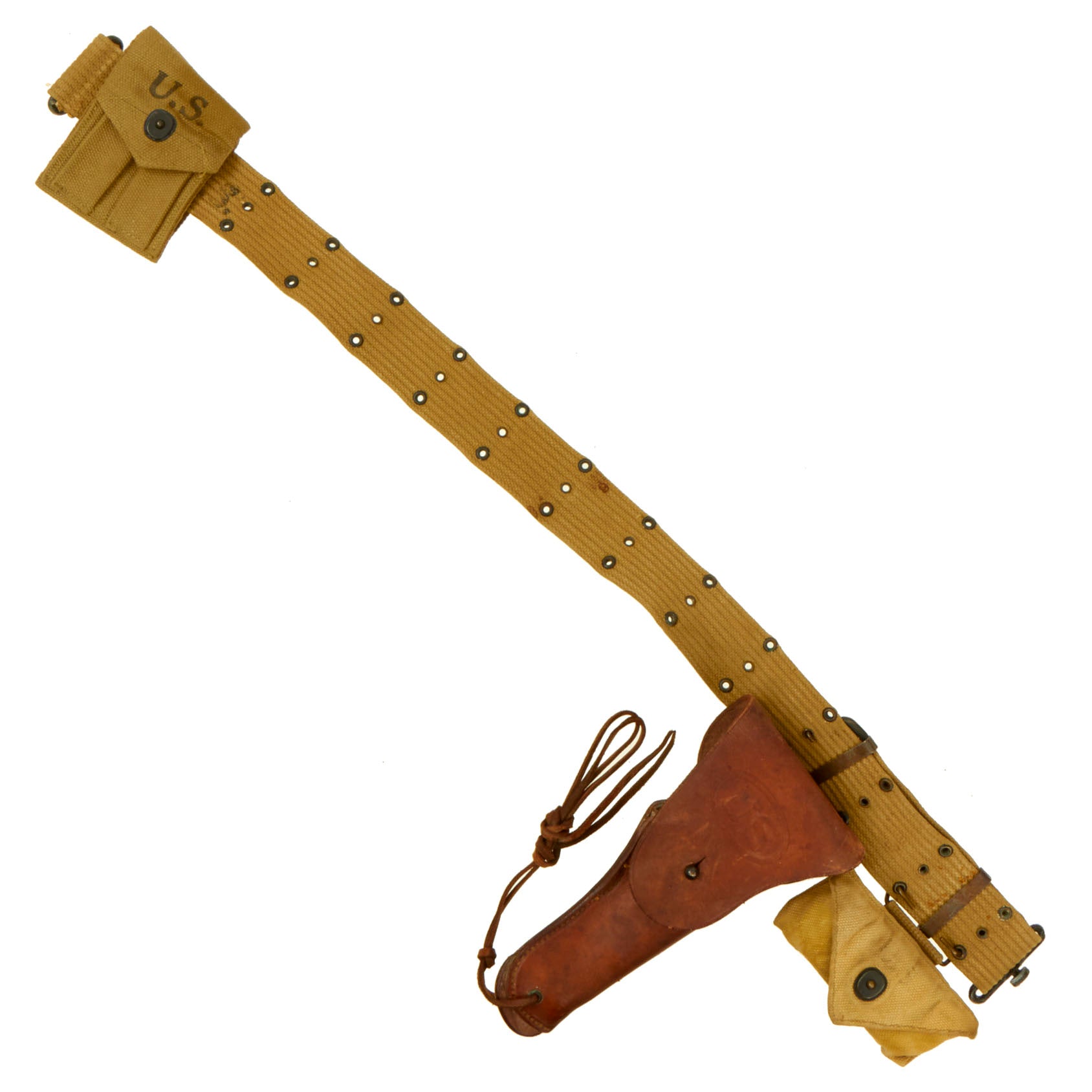 Original U.S. WWII Named M1936 Pistol Belt, M1911 Holster