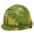 Original U.S. Korean War Era - Early Vietnam War McCord M1 Helmet With Mitchell Pattern Camouflage Helmet Cover With Period Graffiti, Helmet Band, and Korean War Westinghouse / CAPAC Liner - Named Original Items