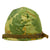 Original U.S. Korean War Era - Early Vietnam War McCord M1 Helmet With Mitchell Pattern Camouflage Helmet Cover With Period Graffiti, Helmet Band, and Korean War Westinghouse / CAPAC Liner - Named Original Items