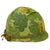 Original U.S. Korean War Era - Early Vietnam War McCord M1 Helmet With Mitchell Pattern Camouflage Helmet Cover With Period Graffiti, Helmet Band, and Korean War Westinghouse / CAPAC Liner - Named Original Items