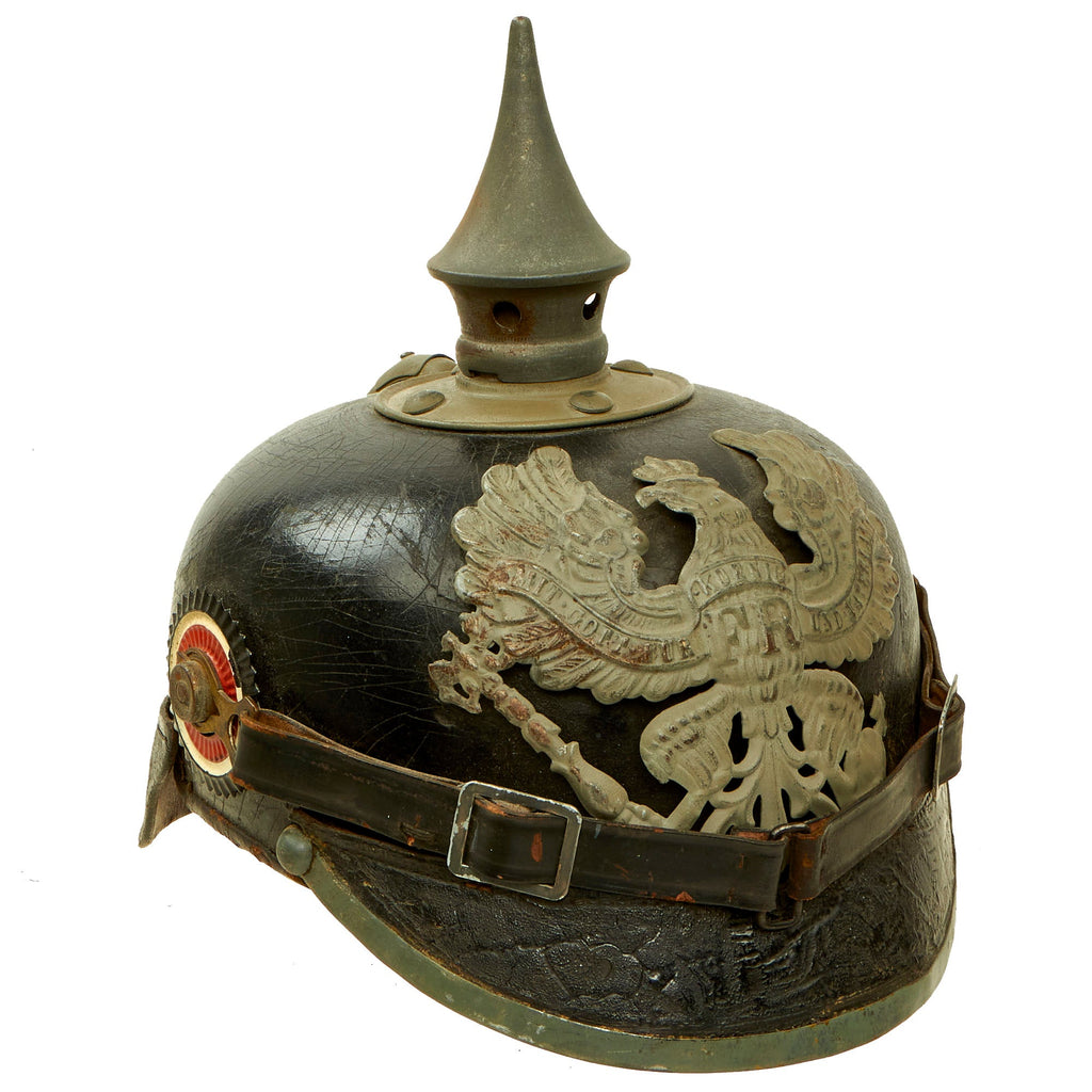 Original Imperial German WWI Prussian EM/NCO Infantry M1915 Pickelhaube Spiked Helmet - Complete Original Items