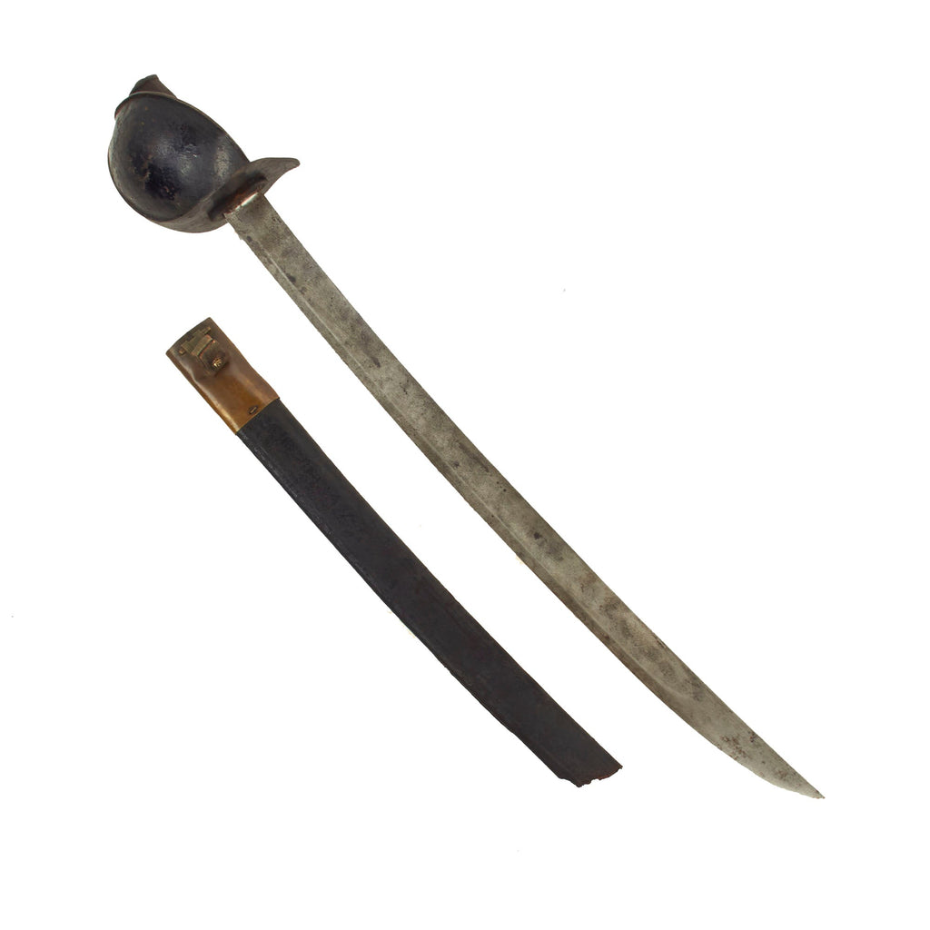 Original French Franco-Mexican War Era M1833 Naval Boarding Cutlass With Original Leather Partial Scabbard by Châtellerault - Dated 1842 Original Items