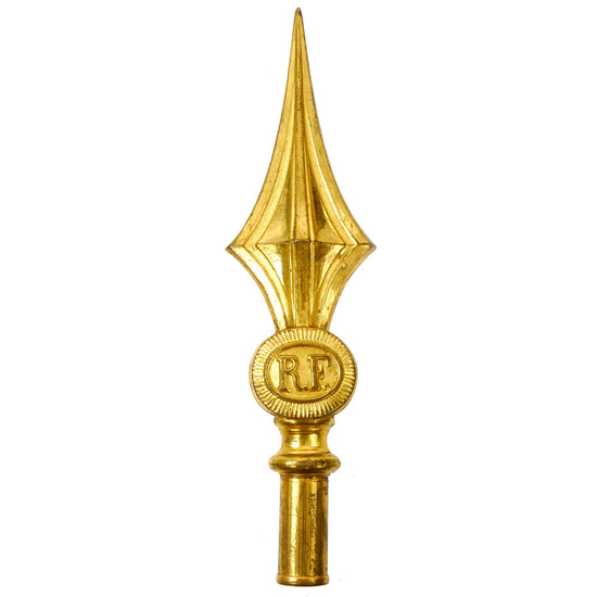 Original French Late Third Republic WWI République Française RF Stamped Brass Flag Pole “Topper” Original Items