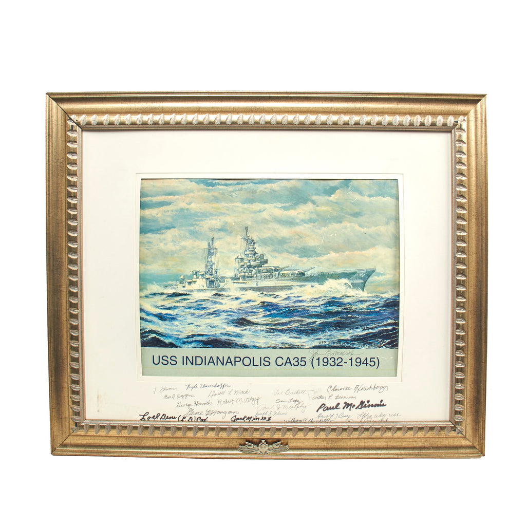 Original U.S. Signed Picture: “U.S.S. Indianapolis CA-35 (1932-1945)” Framed Picture Signed By 21 Survivors - 23 ½” x 19 ½” Original Items