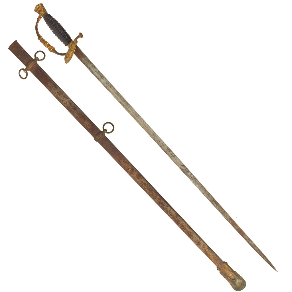 Original U.S. Civil War Era Model 1860 Army Staff and Field Officer Sword with Engraved Blade Original Items