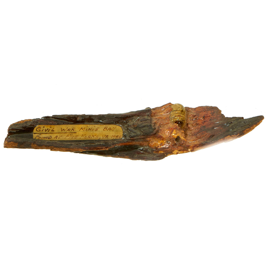 Original U.S. Civil War Minié Ball Found Stuck In Wood and Recovered From The Location of The Battle of Five Forks, Virginia in 1956 Original Items