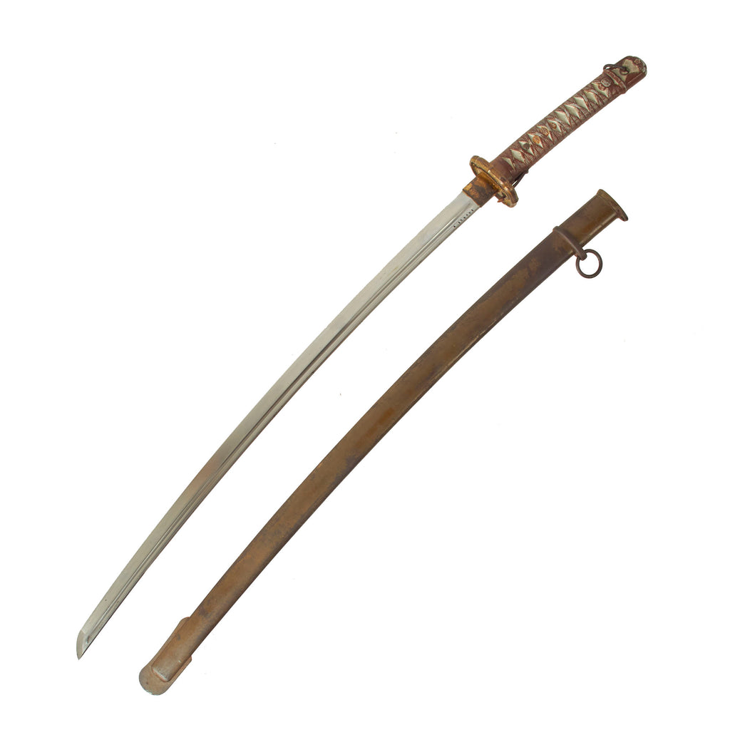 Original WWII Japanese Army Type 95 NCO Aluminum Handle Katana Sword with Excellent Blade - Matched Serial 148421 Original Items