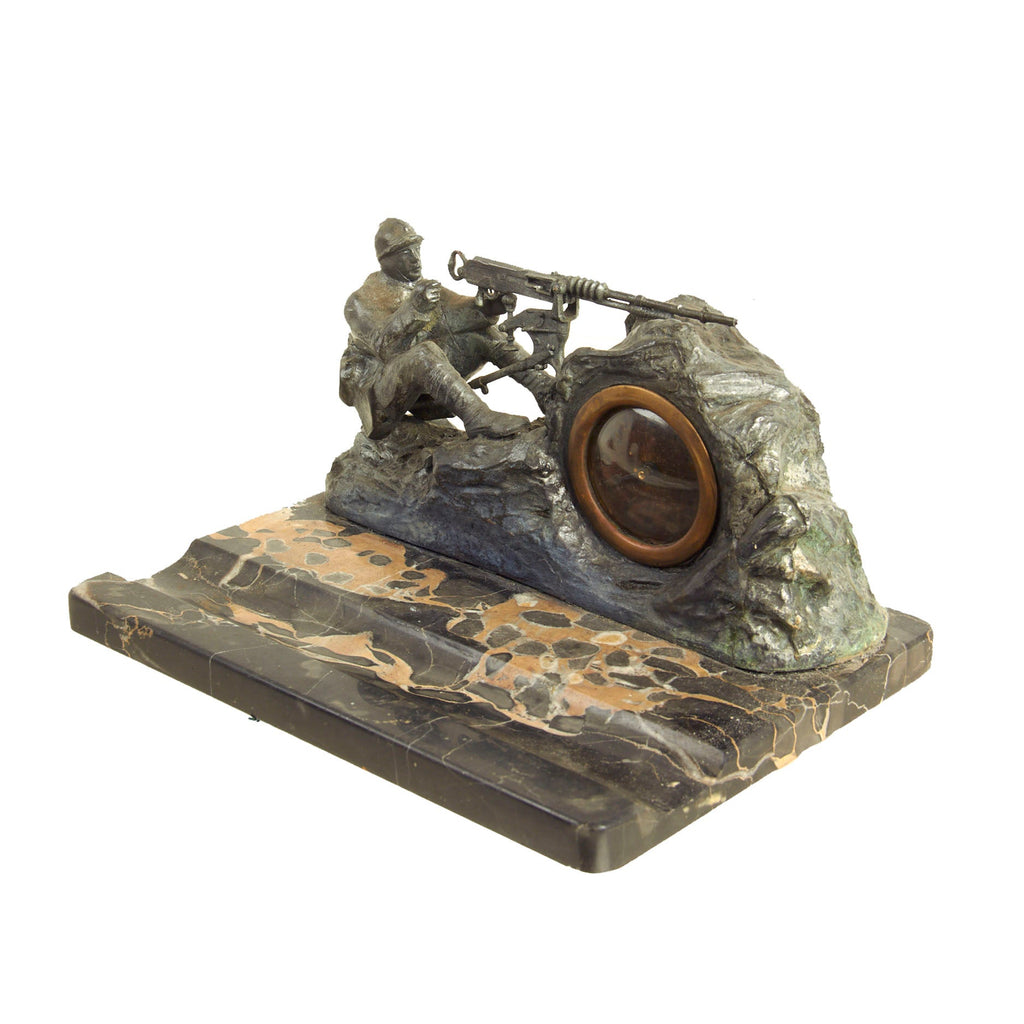 Original France WWI French Hotchkiss Gunner Art Nouveau Style Desk Clock Original Items