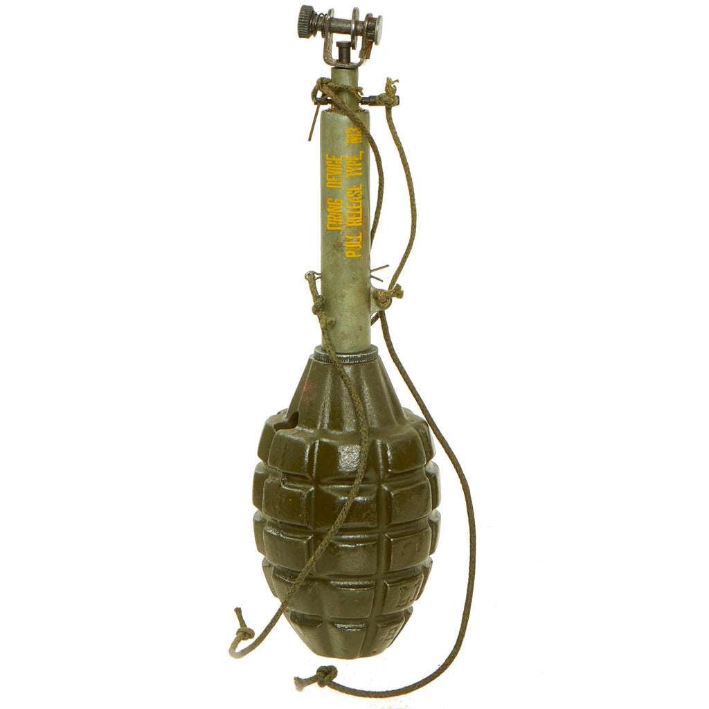 Original U.S. WWII Inert MkII Pineapple Grenade with M3 Tension & Release “Boobytrap” Firing Device Original Items