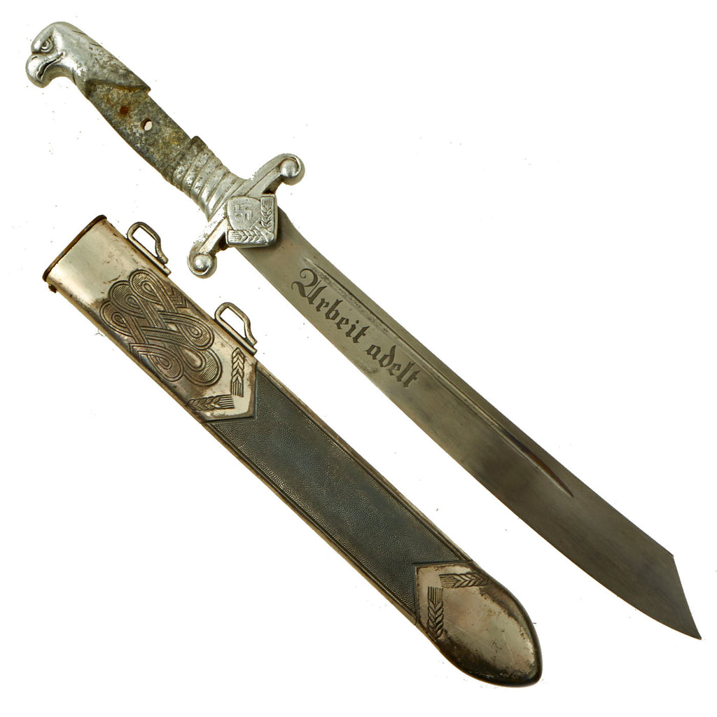 Original German WWII RAD Labor Corps M1937 Officer's Dagger by Carl Julius Krebs with Damaged Handle & Scabbard Original Items