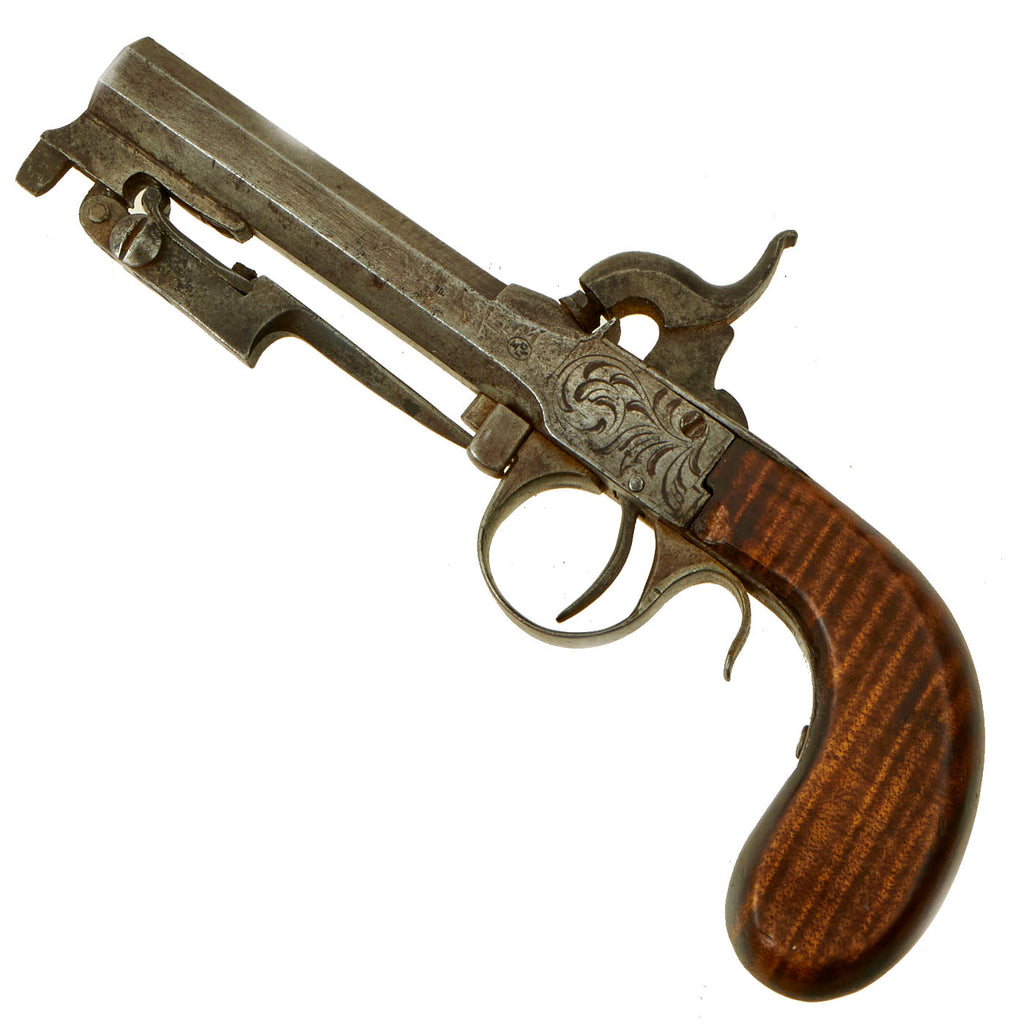 Original Victorian Era Belgian Pocket Percussion Pistol With Spring Lo original-victorian-era-belgian-pocket-percussion-pistol-with-spring-lo