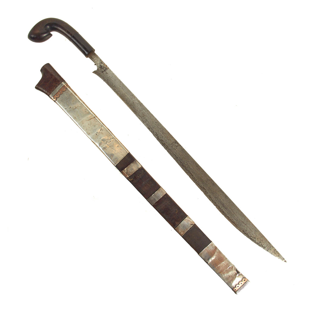 Original Late 18th Century Indonesian Parang Knife With Silver Mounted Wood Scabbard Original Items