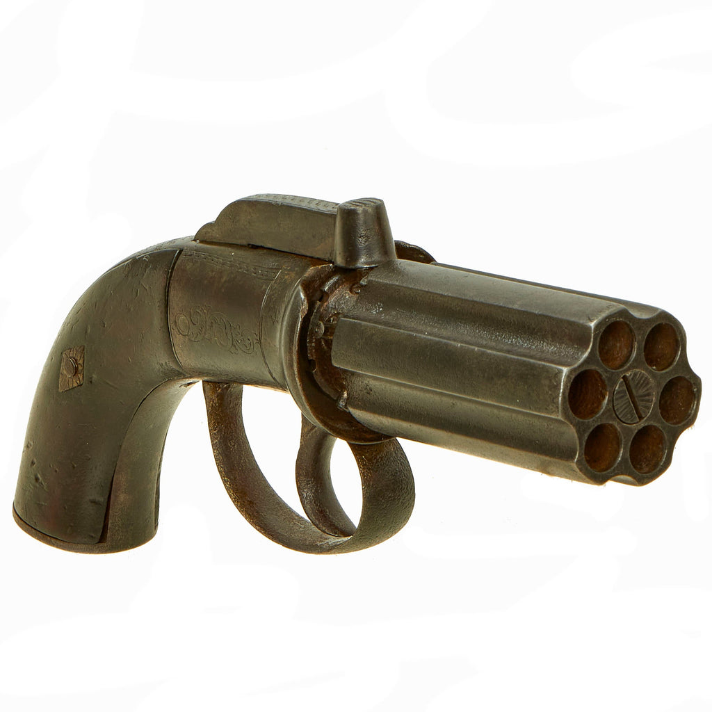 Original British Early Victorian Pepperbox Percussion Revolver with Birmingham Proofs - circa 1840 Original Items