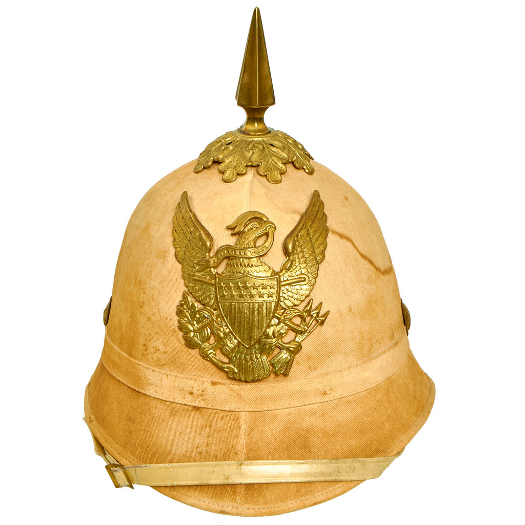 Original U.S. Spanish-American War Era M-1887 Cavalry Summer Tropical Sun Helmet Complete With Original Chinstrap - Size 7 Original Items