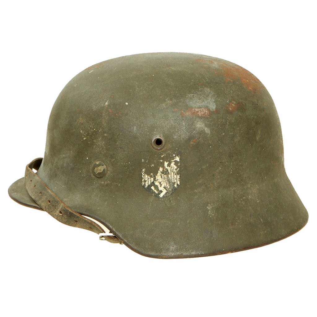Original German WWII "Attic Find" M40 Single Decal Army Heer Helmet with 56cm Liner & Chinstrap - ET64 Original Items