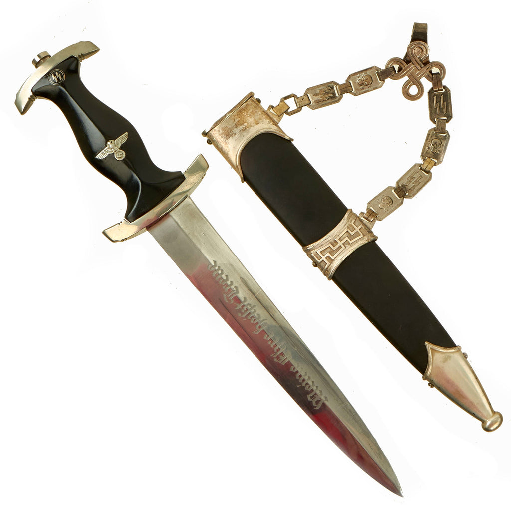 Original Rare German WWII Numbered Model 1936 Officer's Chained SS Dagger with Type II Chain & Scabbard Original Items