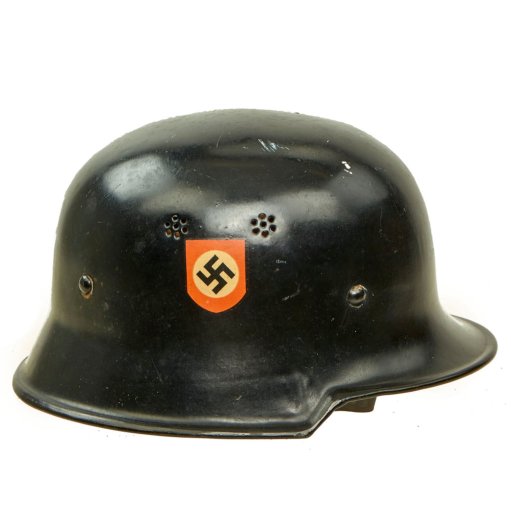 Original German WWII M34 Square Dip NSDAP Double Decal Civic Police Steel Helmet with 57cm Liner - Ordnungspolizei Original Items