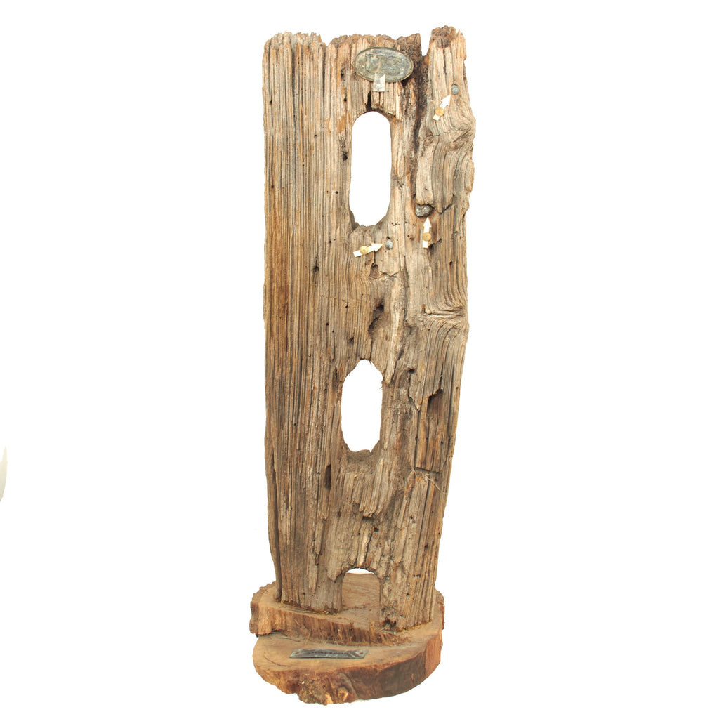 Original U.S. Civil War Battle of Gettysburg, Culp’s Hill Fencepost Section From General George Greene’s Brigade Area With Bullets Embedded and Mounted Relic Buckle - Formerly Part of a Private Museum Display in Gettysburg - 33” x 13” Original Items