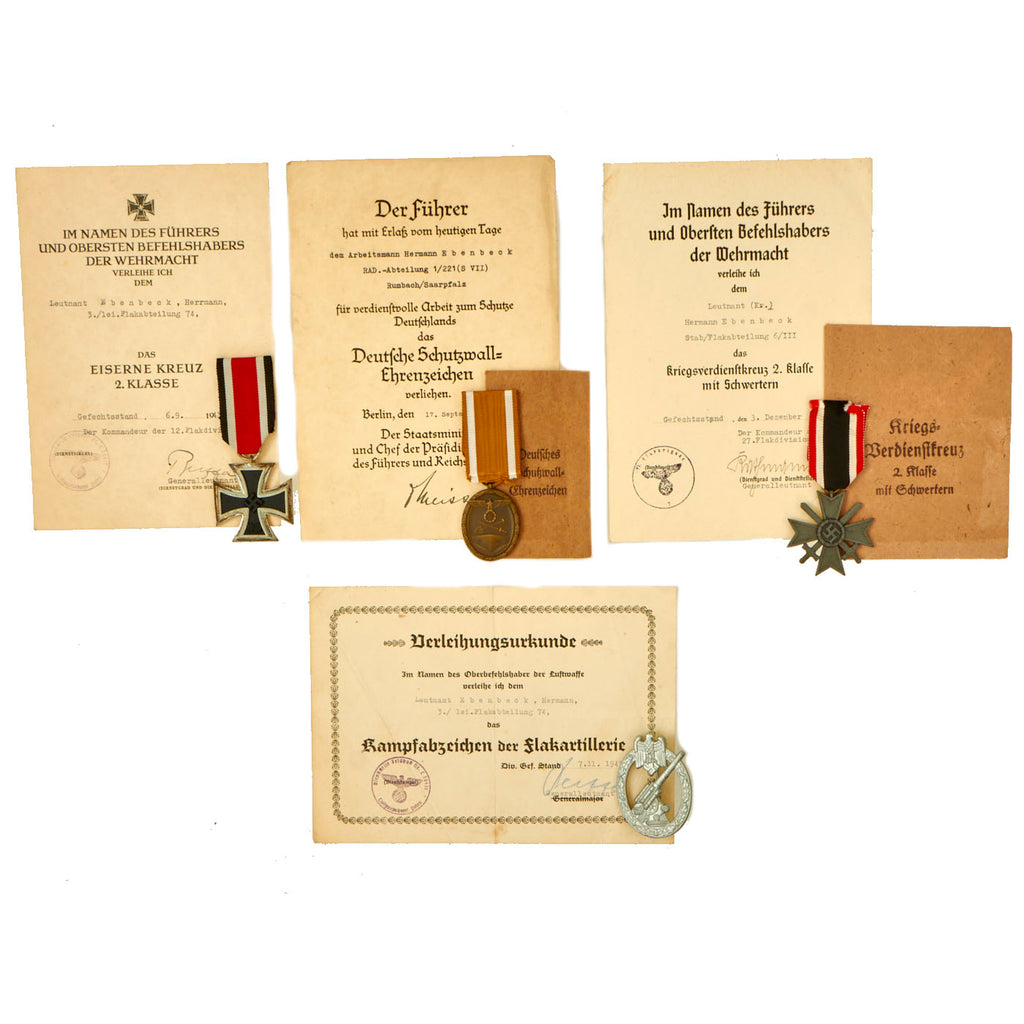 DRAFT 2 Original German WWII Set of 3 Awards with Documents named to Otto Otterbach of Panzergrenadier Regt. 103 Original Items