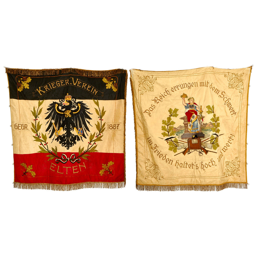 Original Imperial German Pre-WWI Franco-Prussian War Kriegerbund Veterans Association Banner For Elten, Germany - 51” x 48” Original Items
