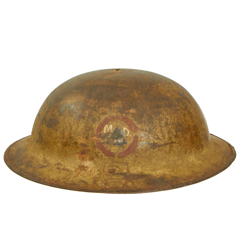 Original U.S. WWI 80th Infantry Division, Field Artillery Painted British Made M1917 Doughboy Helmet - “Blue Ridge Division” Original Items